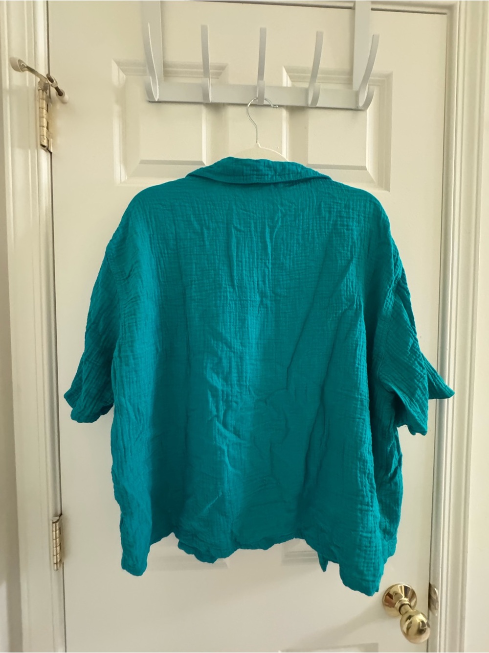 Stars Above Teal Short-Sleeve Button-Down Shirt - Picture 3 of 4